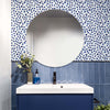 Bathroom with Blue Paint Dab Wallpaper