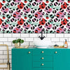 Bathroom with Pink Leopard Wallpaper