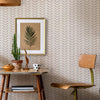 Retro Dining Room with Simple Geometric Wallpaper