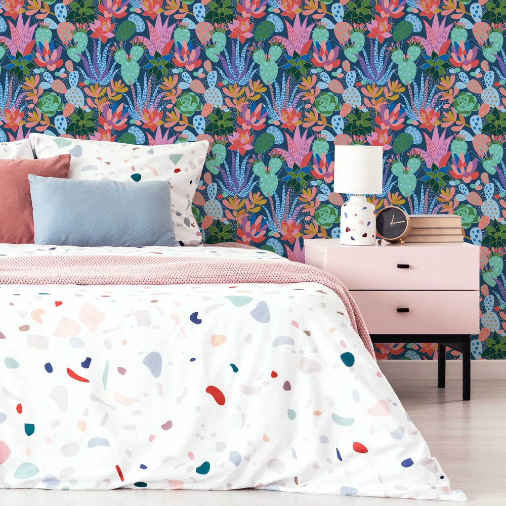 Plantopia Wallpaper In Navy And Brights Lust Home plantopia-wallpaper-in-navy-and-brights-lust-home