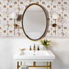 Classic Bathroom with Gold Intricate Wallpaper