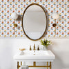 Classic Bathroom with Rose Print Wallpaper