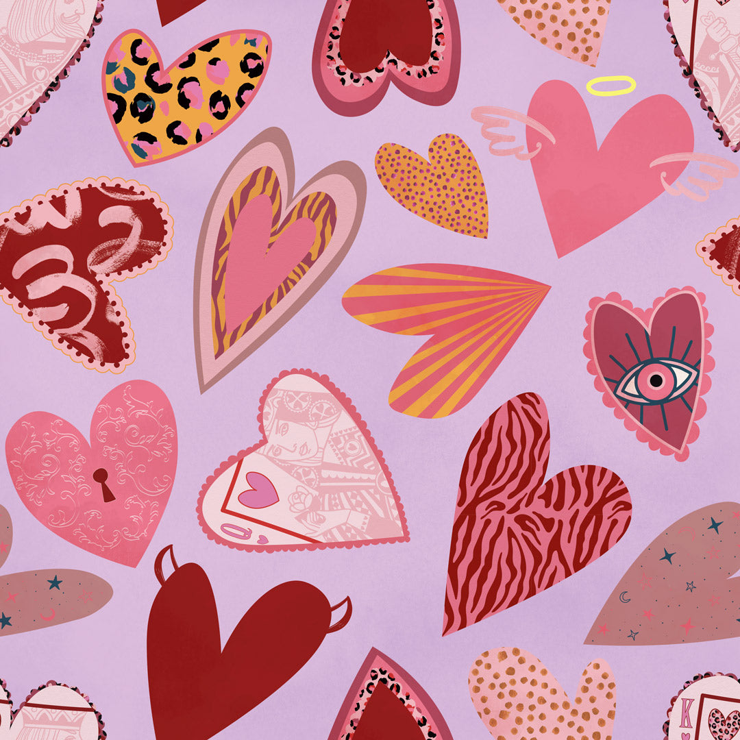 Sample of Wild at Heart Wallpaper in Shades of Orange and Pink on Palma Violet