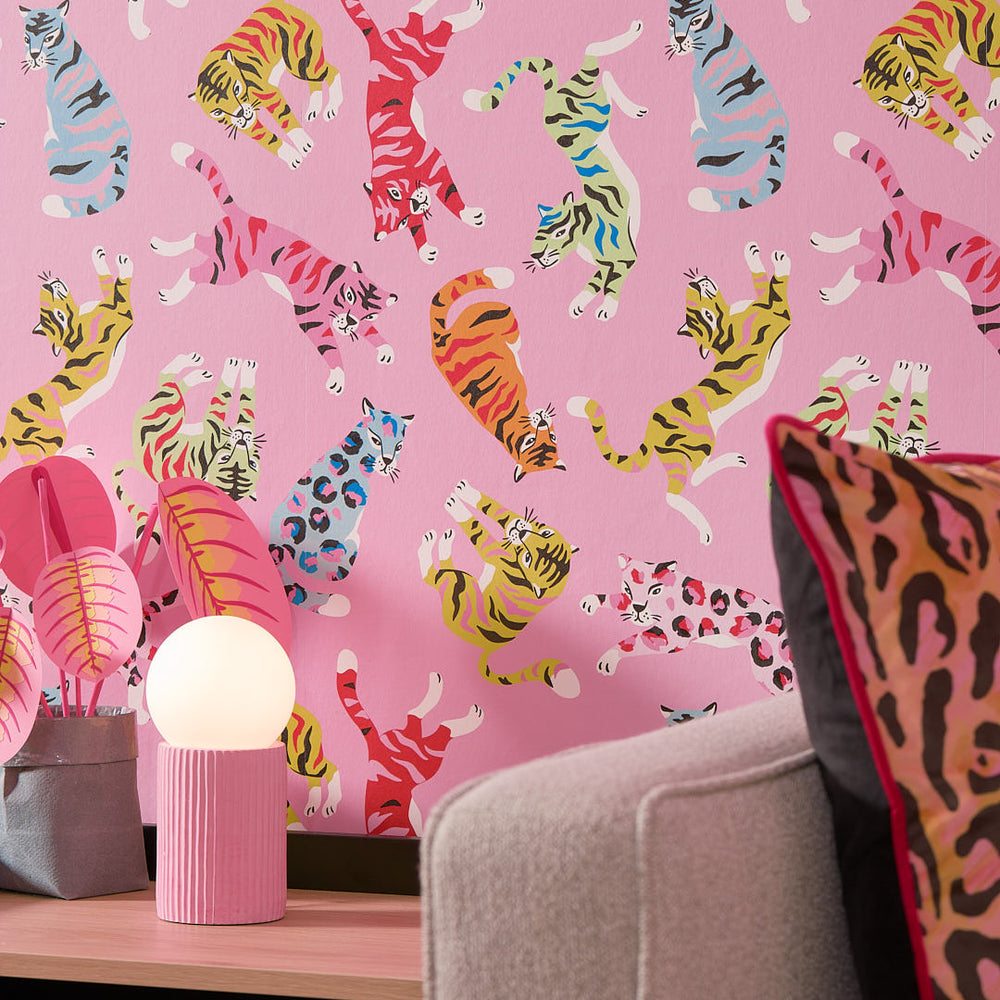 Animal Instinct Wallpaper in Ochre and Pink – Lust Home
