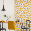 Dining Room with Bright Yellow Lemon Wallpaper