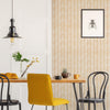 Mustard Dining Room with Geometric Wallpaper