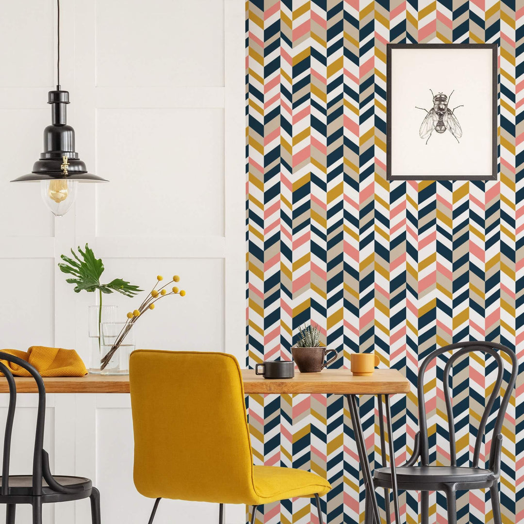 Retro Dining Room with Wallpaper