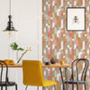 Retro Bauhaus-Style Kitchen Wallpaper in Coral Blush and Mustards