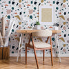 Home Office with Terrazzo Wallpaper