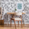 Home Office With Dog Print Wallpaper